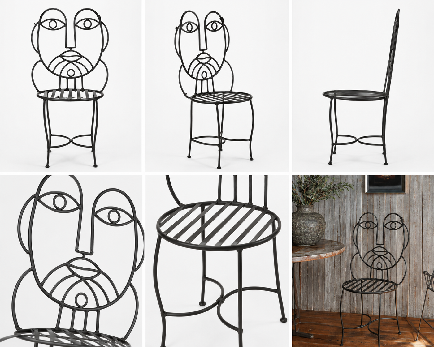 Hand-Forged Metal Face Chair | Sculptural Statement Seating