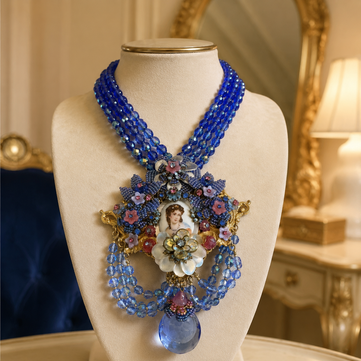 Ian St.Gielar Blue Cameo Limited Edition Statement Necklace