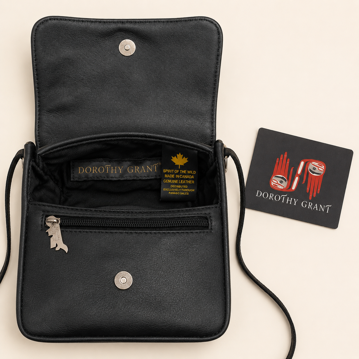 Vintage Dorothy Grant Haida Raven Hands Leather Mini Crossbody Bag Canada