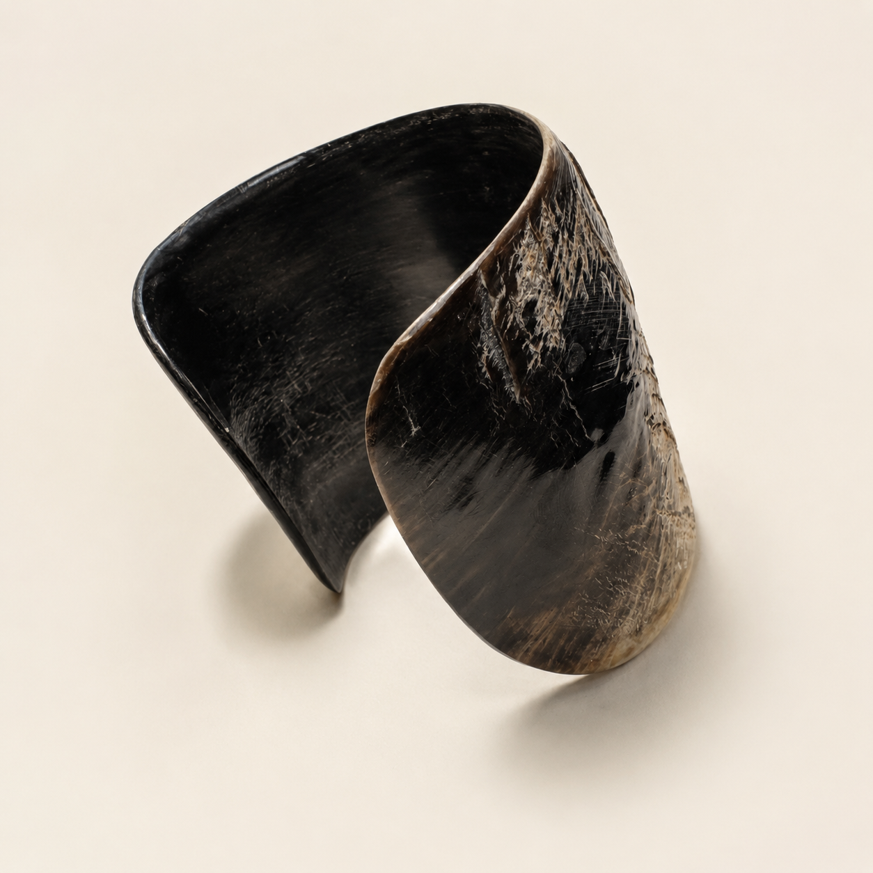 Oversized Natural Horn Sculptural Statement Cuff Bracelet