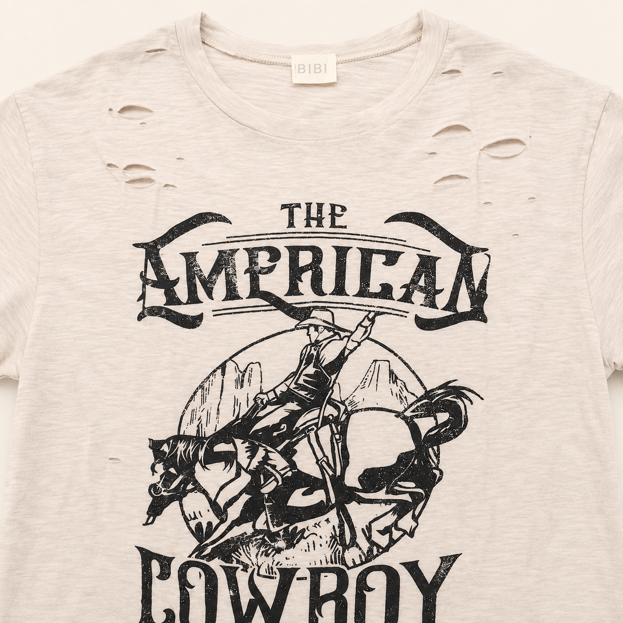 American Cowboy Distressed Cotton Slub Graphic T-Shirt