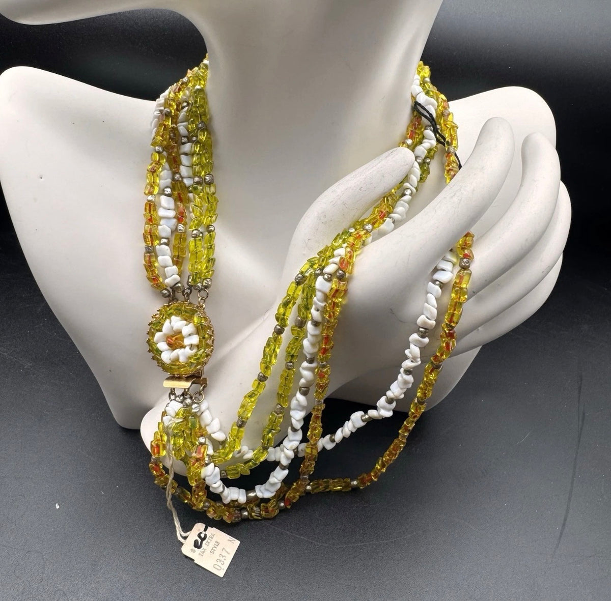 VINTAGE HOBE JEWELS 6 STRAND BEADED NECKLACE NOS with Origional Tags 16’’