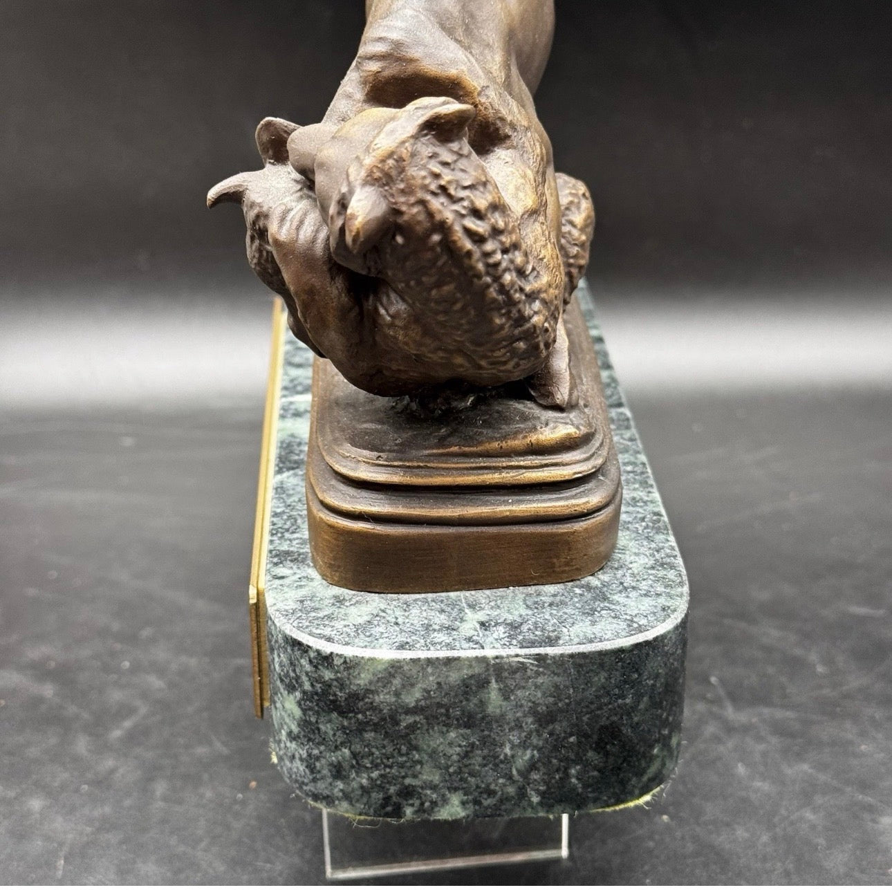 ISIDORE JULES BONHEUR BEAR & BULL BRONZE STATUE on marble base Signed 1994