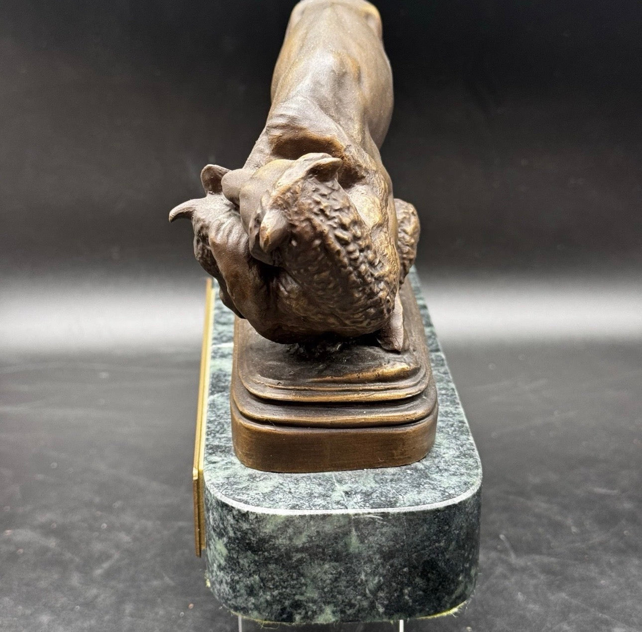 ISIDORE JULES BONHEUR BEAR & BULL BRONZE STATUE on marble base Signed 1994