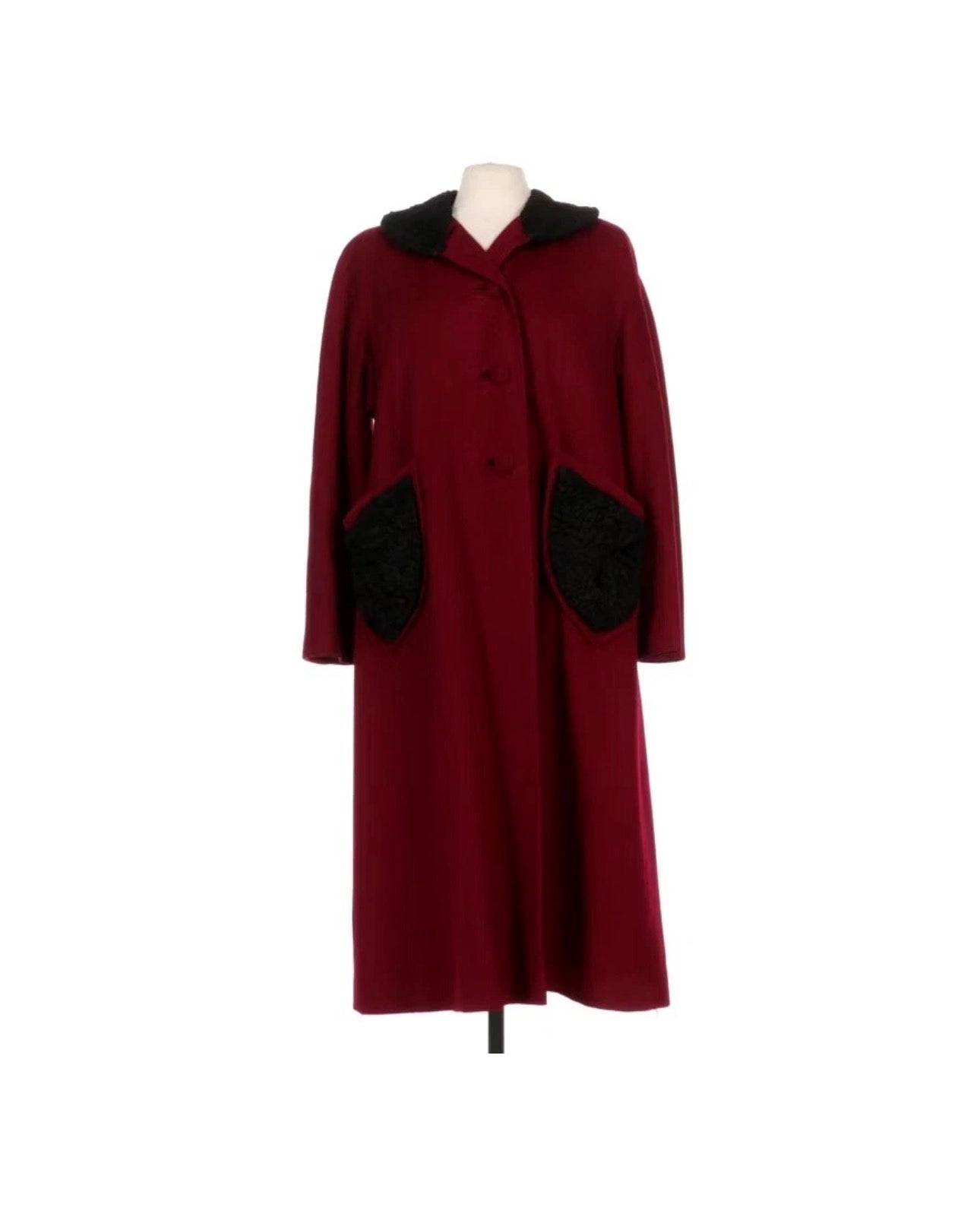 Vintage Henley’s 1950’s Red Wool Swing Coat with Persian Lamp Trim | Women’s L/XL