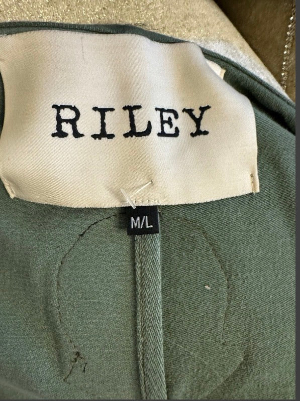 Riley Olive Green Studded Military Patch Duster Coat M/L