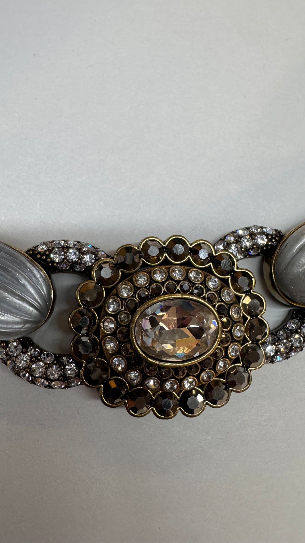 Heidi Daus Signed Crystal Statement Necklace with Black Faceted Beads