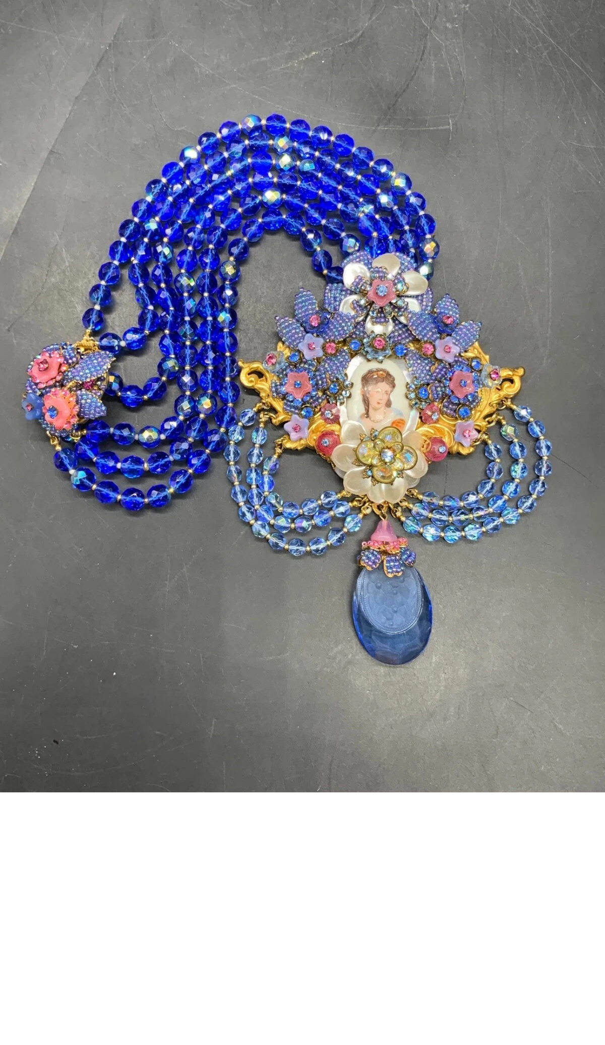 Ian St.Gielar Blue Cameo Limited Edition Statement Necklace