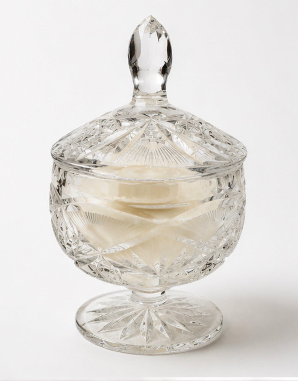 Rose Relic Cut Crystal Pedestal Candle with Lid