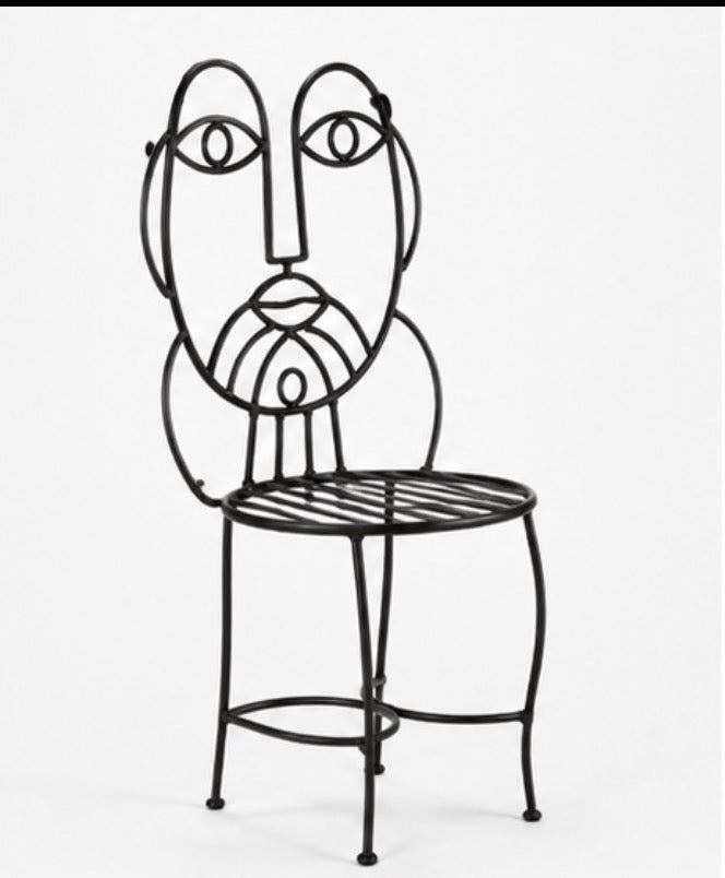 Hand-Forged Metal Face Chair | Sculptural Statement Seating
