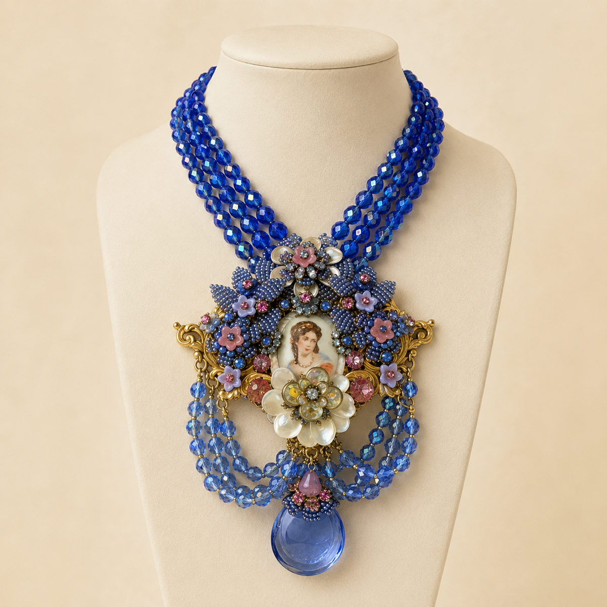 Ian St.Gielar Blue Cameo Limited Edition Statement Necklace