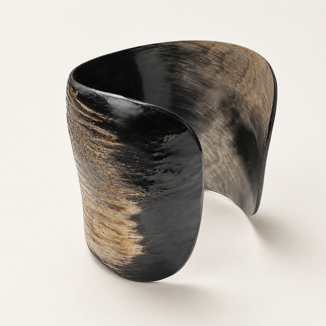 Oversized Natural Horn Sculptural Statement Cuff Bracelet