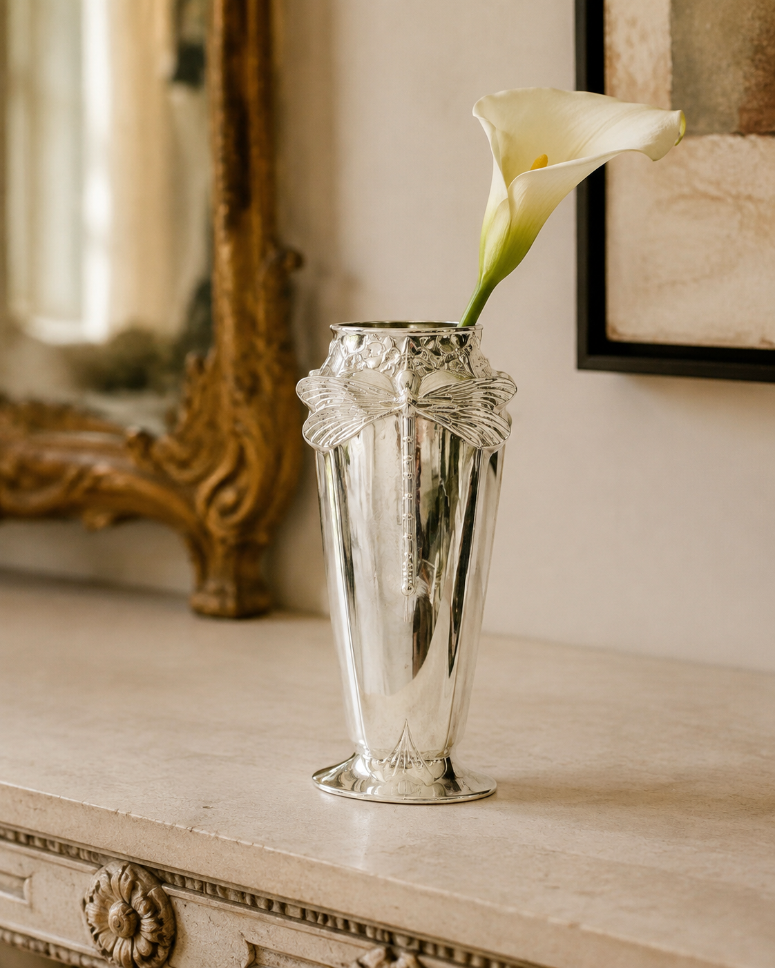 Christofle Gallia Libellule Silver-Plated Dragonfly Vase With Box