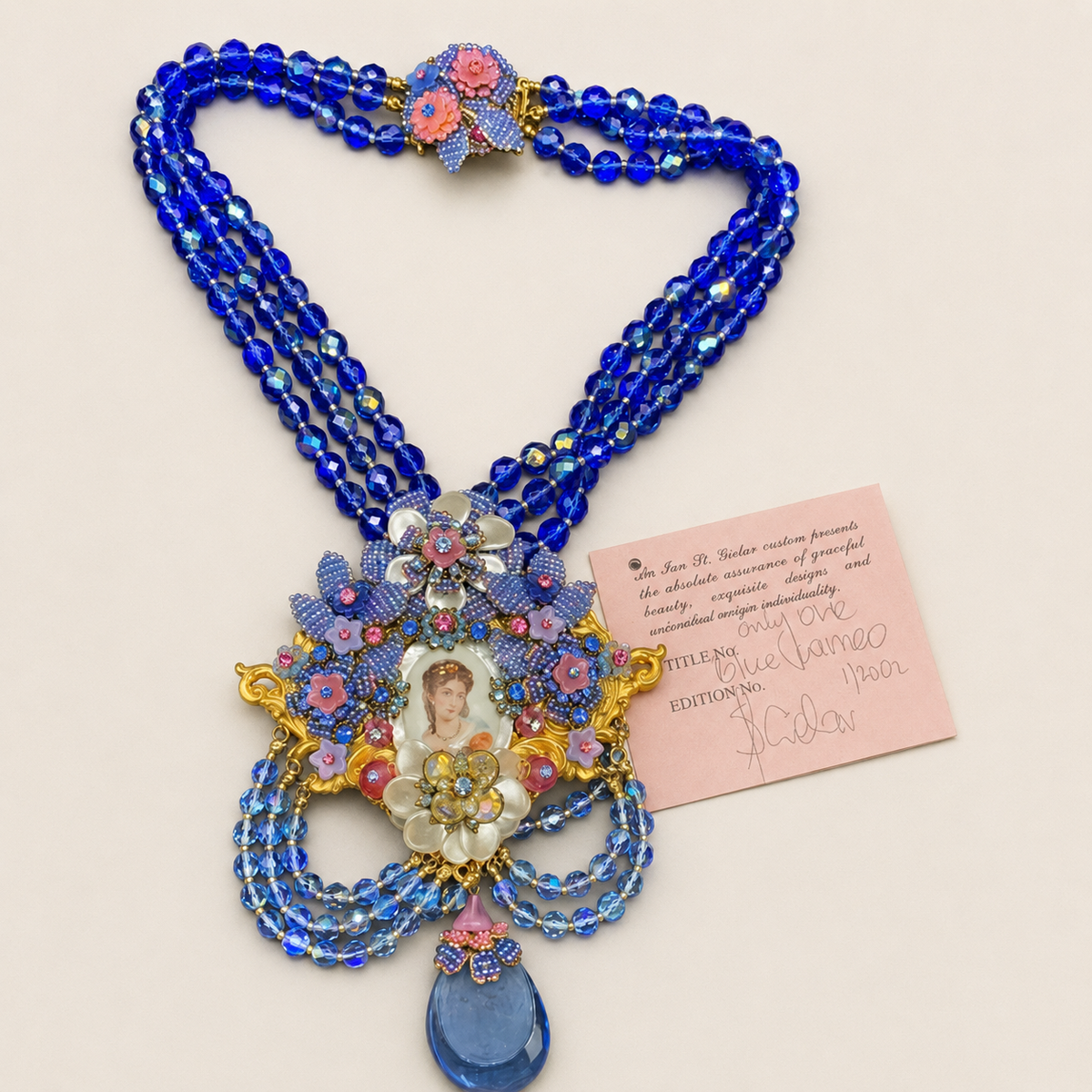 Ian St.Gielar Blue Cameo Limited Edition Statement Necklace