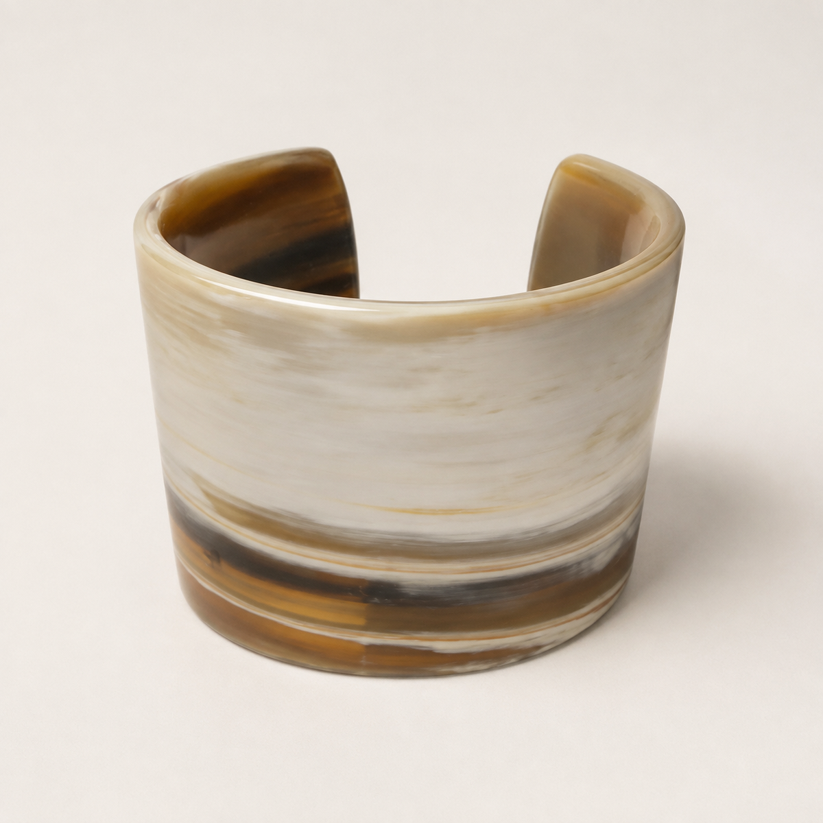 Oversized Polished Buffalo Horn Statement Cuff Bracelet