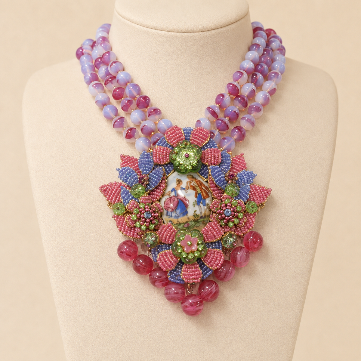 Ian St. Gielar Courting Couple Floral Statement Necklace