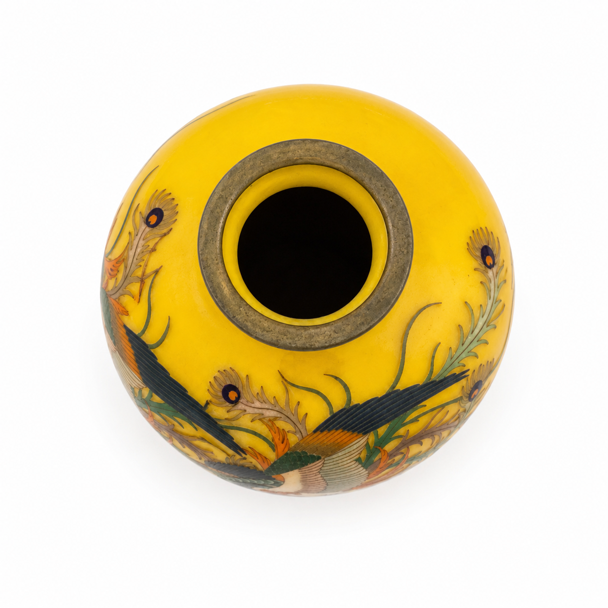Vintage Japanese Sato Cloisonné Bud Vase with Phoenix Bird Motif