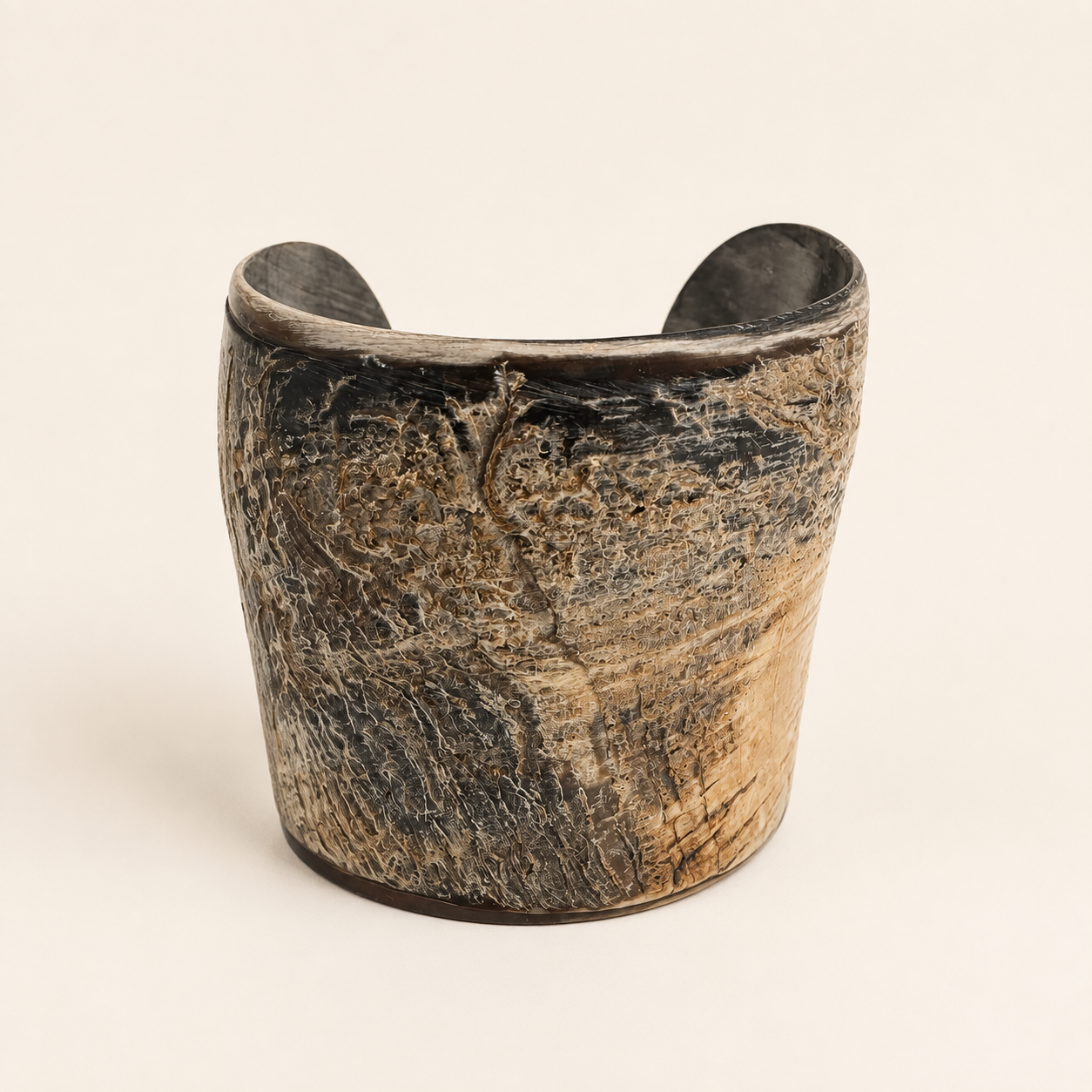 Oversized Natural Horn Sculptural Statement Cuff Bracelet