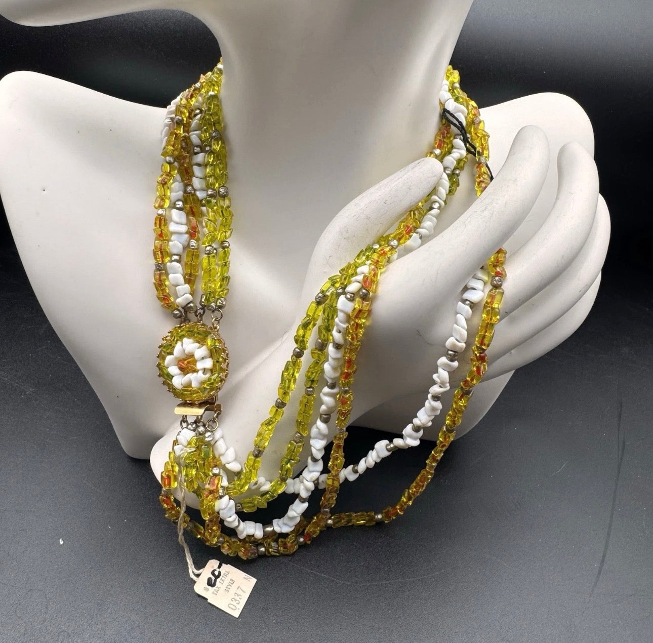 VINTAGE HOBE JEWELS 6 STRAND BEADED NECKLACE NOS with Origional Tags 16’’