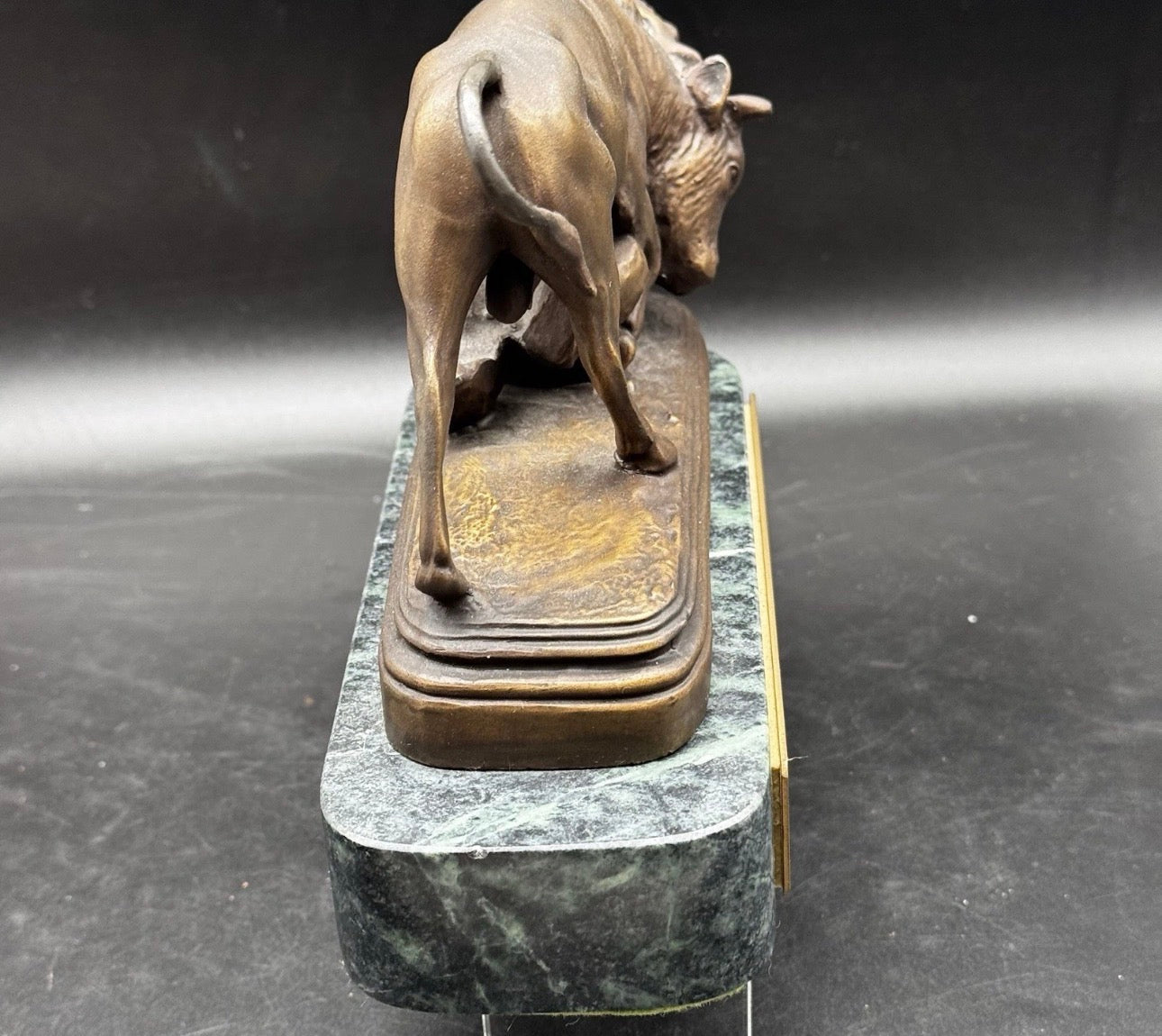 ISIDORE JULES BONHEUR BEAR & BULL BRONZE STATUE on marble base Signed 1994