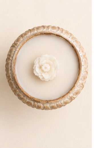 Vintage Plaster Urn Soy Candle with Signature Wax Rose | Hand-Poured | 5.5” x 7”