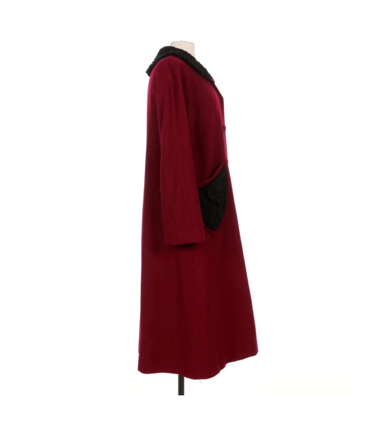 Vintage Henley’s 1950’s Red Wool Swing Coat with Persian Lamp Trim | Women’s L/XL