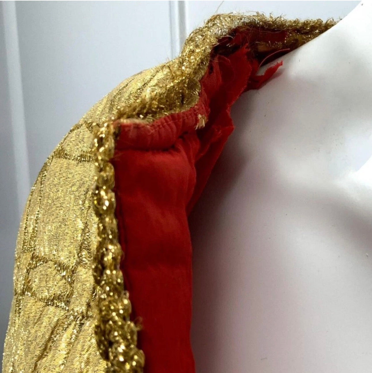 Vintage Edie Gladstone 1960’s Couture Gold Metallic Kaftan Hostess Gown with Red Lining