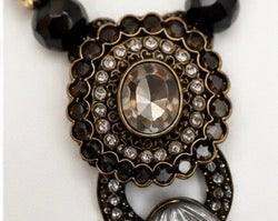 Heidi Daus Signed Crystal Statement Necklace with Black Faceted Beads