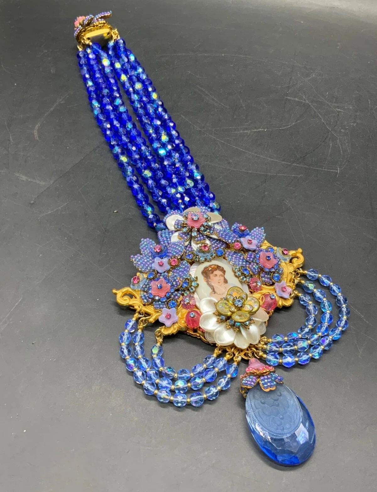 Ian St.Gielar Blue Cameo Limited Edition Statement Necklace