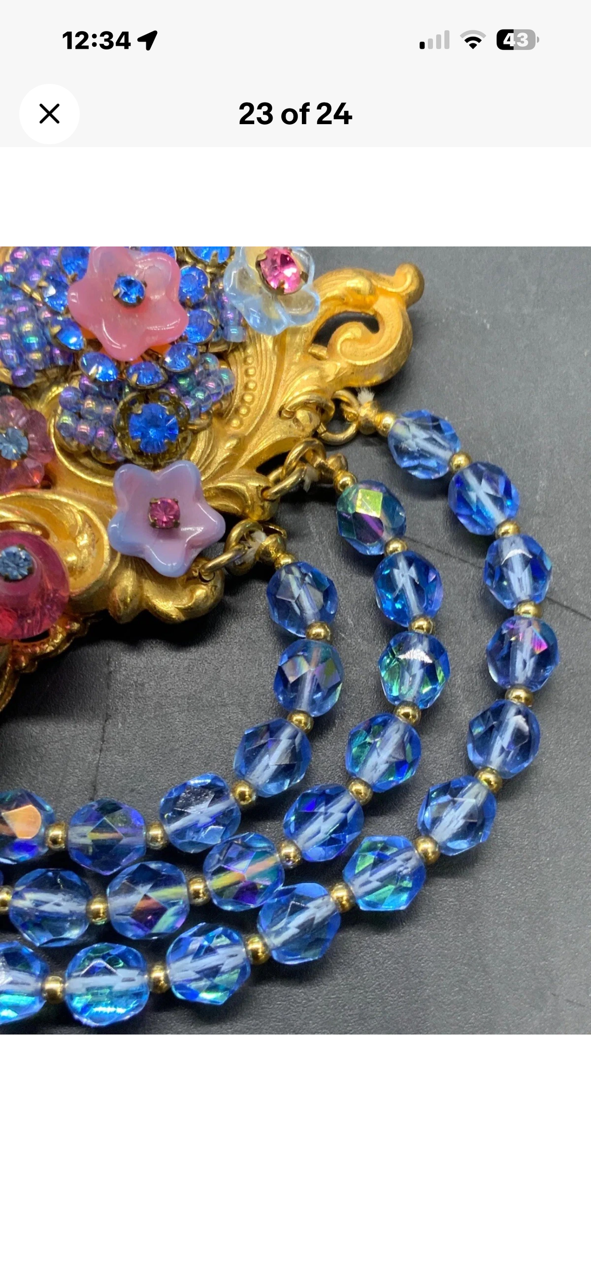 Ian St.Gielar Blue Cameo Limited Edition Statement Necklace