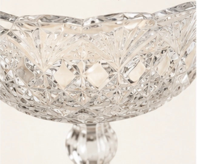Vintage Crystal Compote Soy Candle with Signature Wax Rose