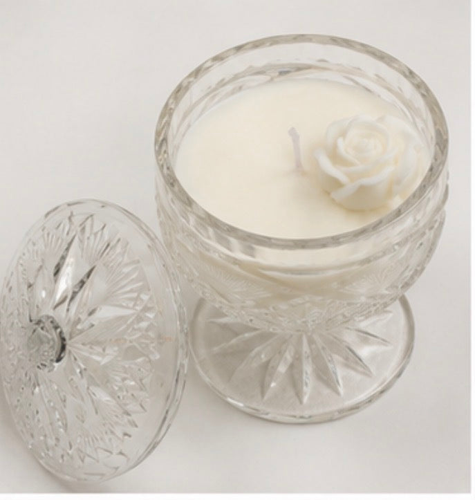 Rose Relic Cut Crystal Pedestal Candle with Lid