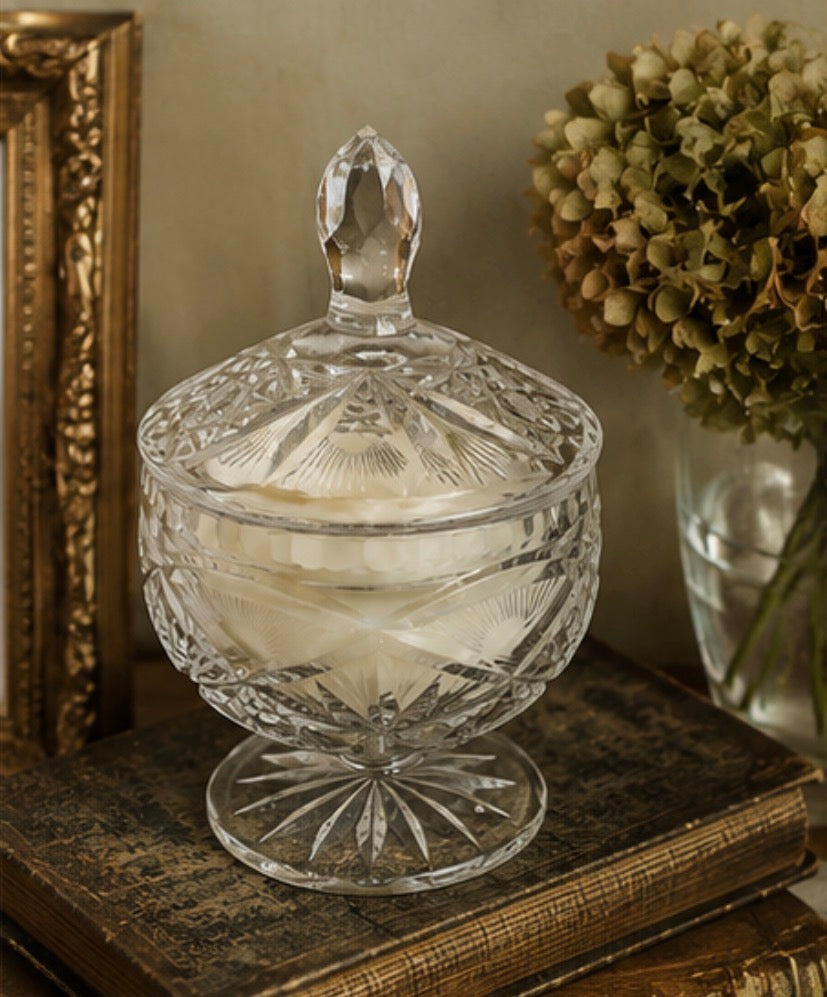 Rose Relic Cut Crystal Pedestal Candle with Lid