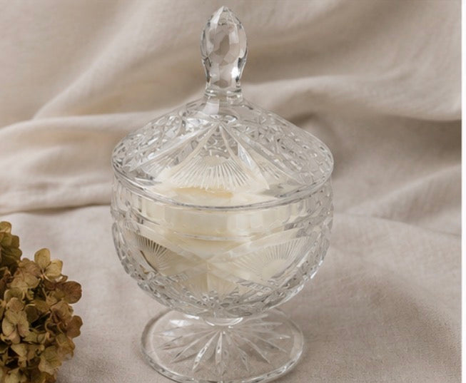 Rose Relic Cut Crystal Pedestal Candle with Lid