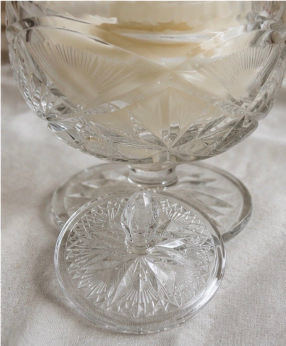 Rose Relic Cut Crystal Pedestal Candle with Lid
