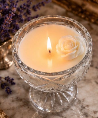 Rose Relic Cut Crystal Pedestal Candle with Lid