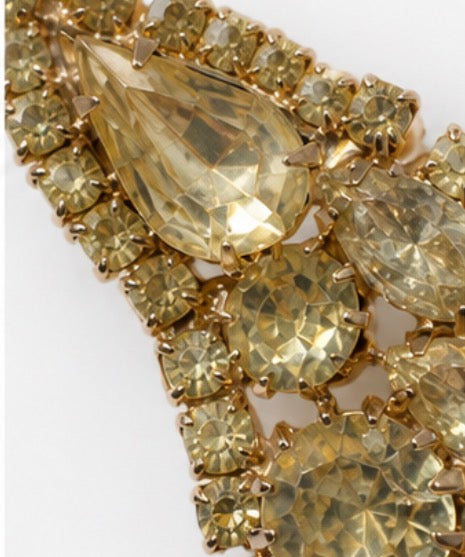 Vintage Signed WEISS Rhinestone Butterfly Brooch Amber Champagne Crystals