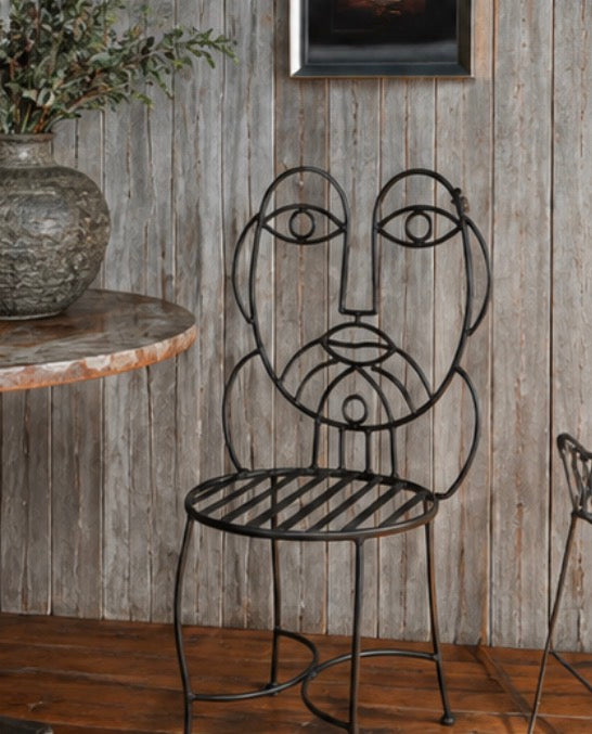 Hand-Forged Metal Face Chair | Sculptural Statement Seating