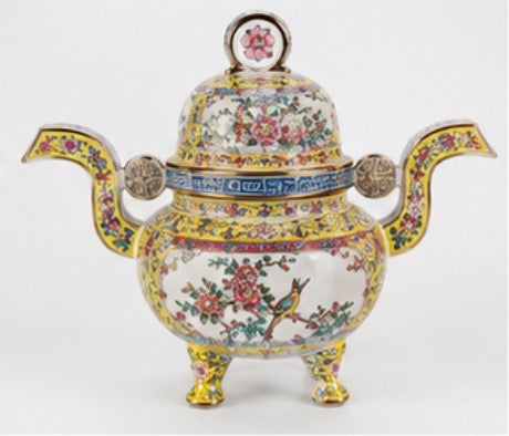 Chinese-Style Famille Rose Tripod Censor with Lid | 10’’ Decorative Urn
