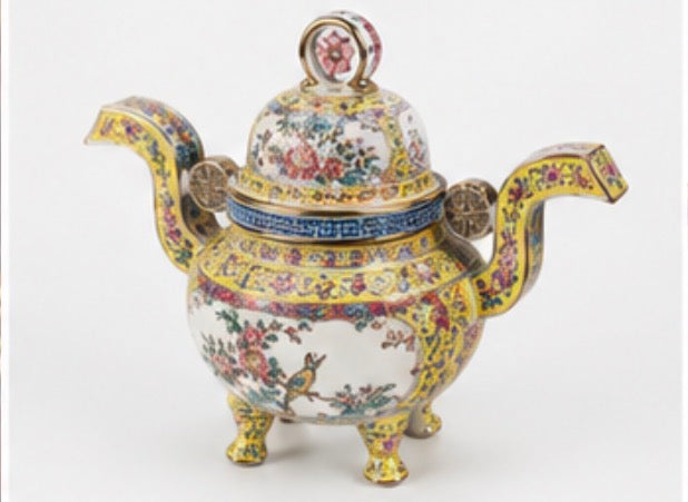 Chinese-Style Famille Rose Tripod Censor with Lid | 10’’ Decorative Urn