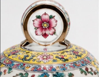 Chinese-Style Famille Rose Tripod Censor with Lid | 10’’ Decorative Urn