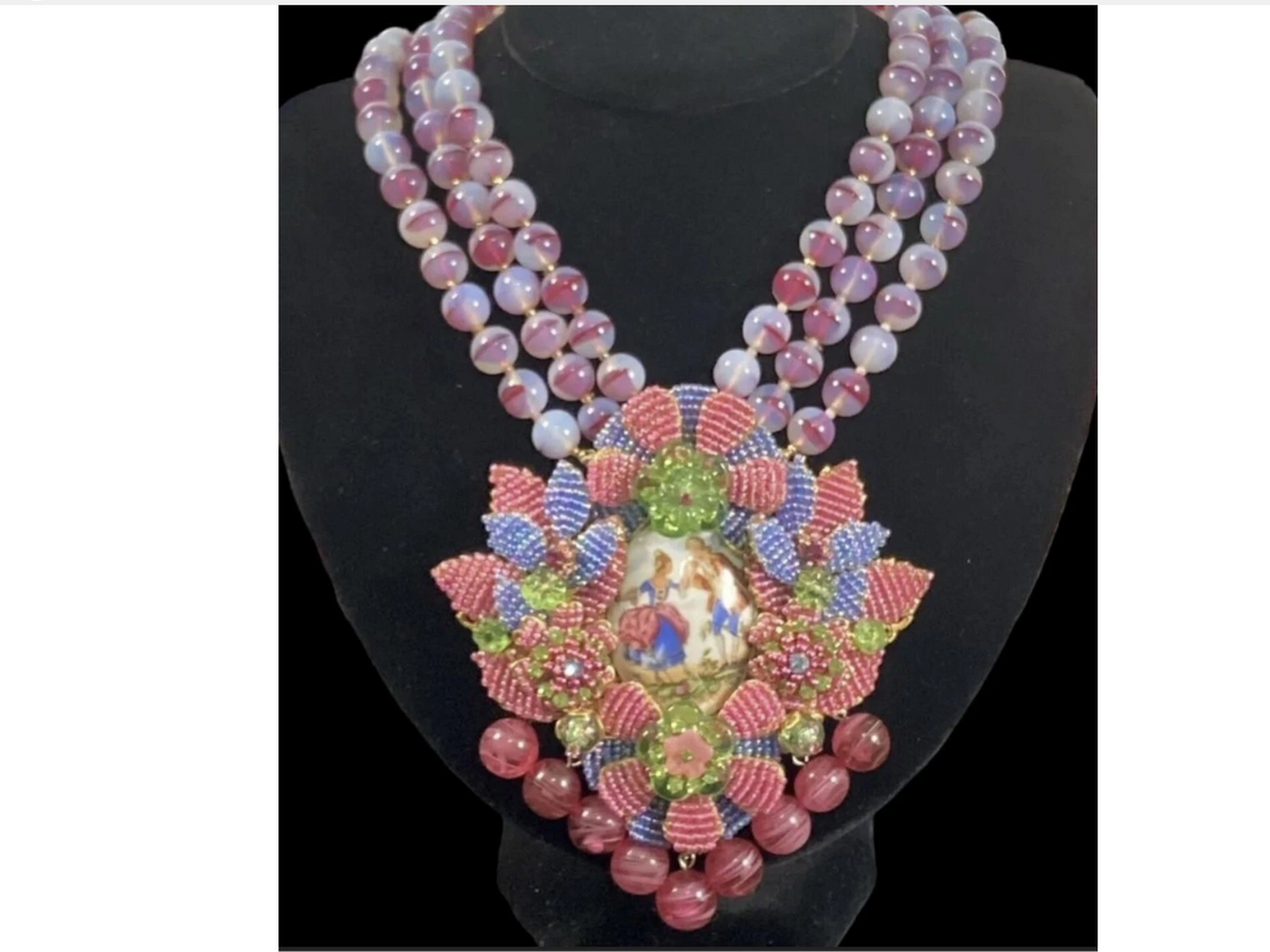 Ian St. Gielar Courting Couple Floral Statement Necklace