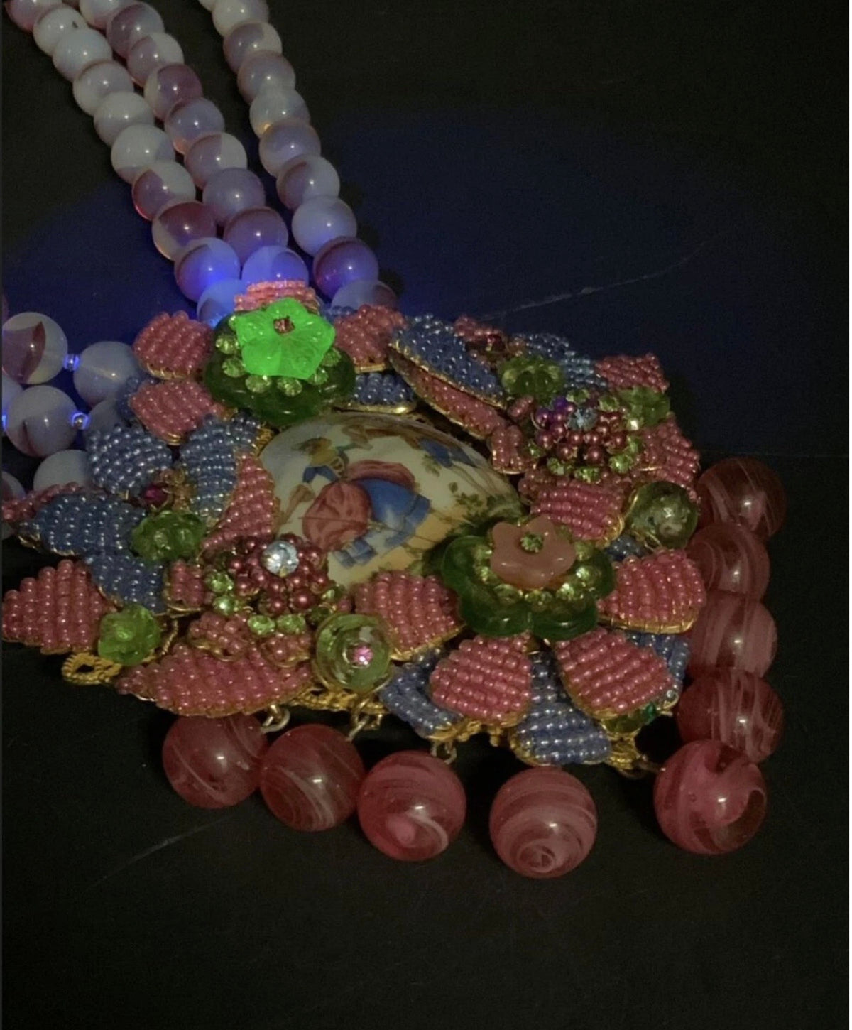 Ian St. Gielar Courting Couple Floral Statement Necklace