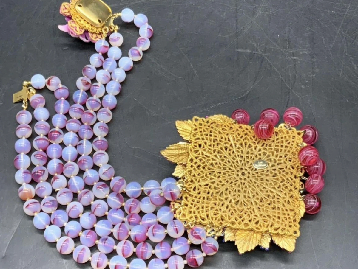 Ian St. Gielar Courting Couple Floral Statement Necklace