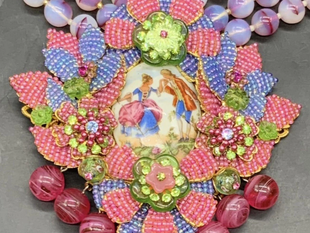 Ian St. Gielar Courting Couple Floral Statement Necklace