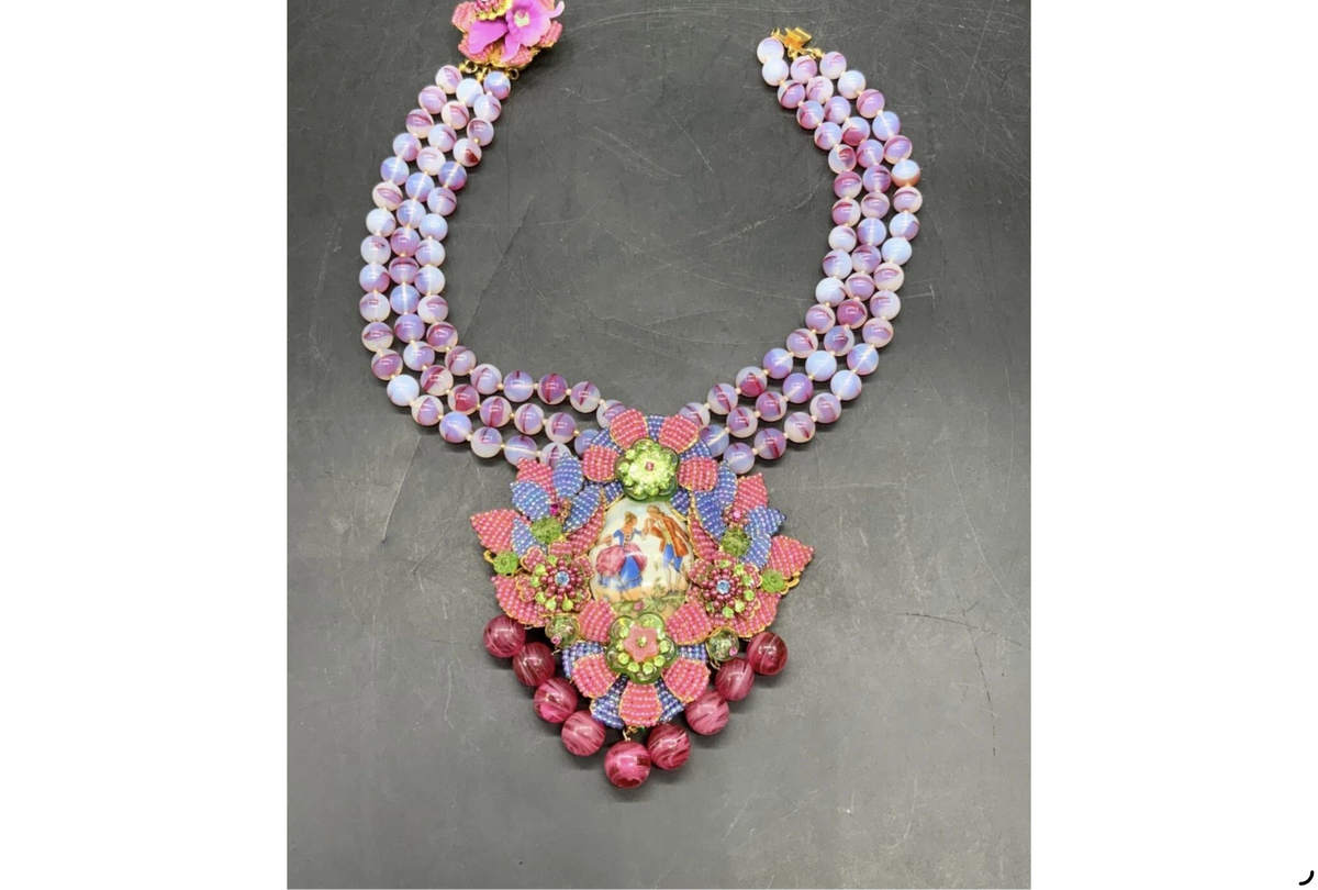 Ian St. Gielar Courting Couple Floral Statement Necklace
