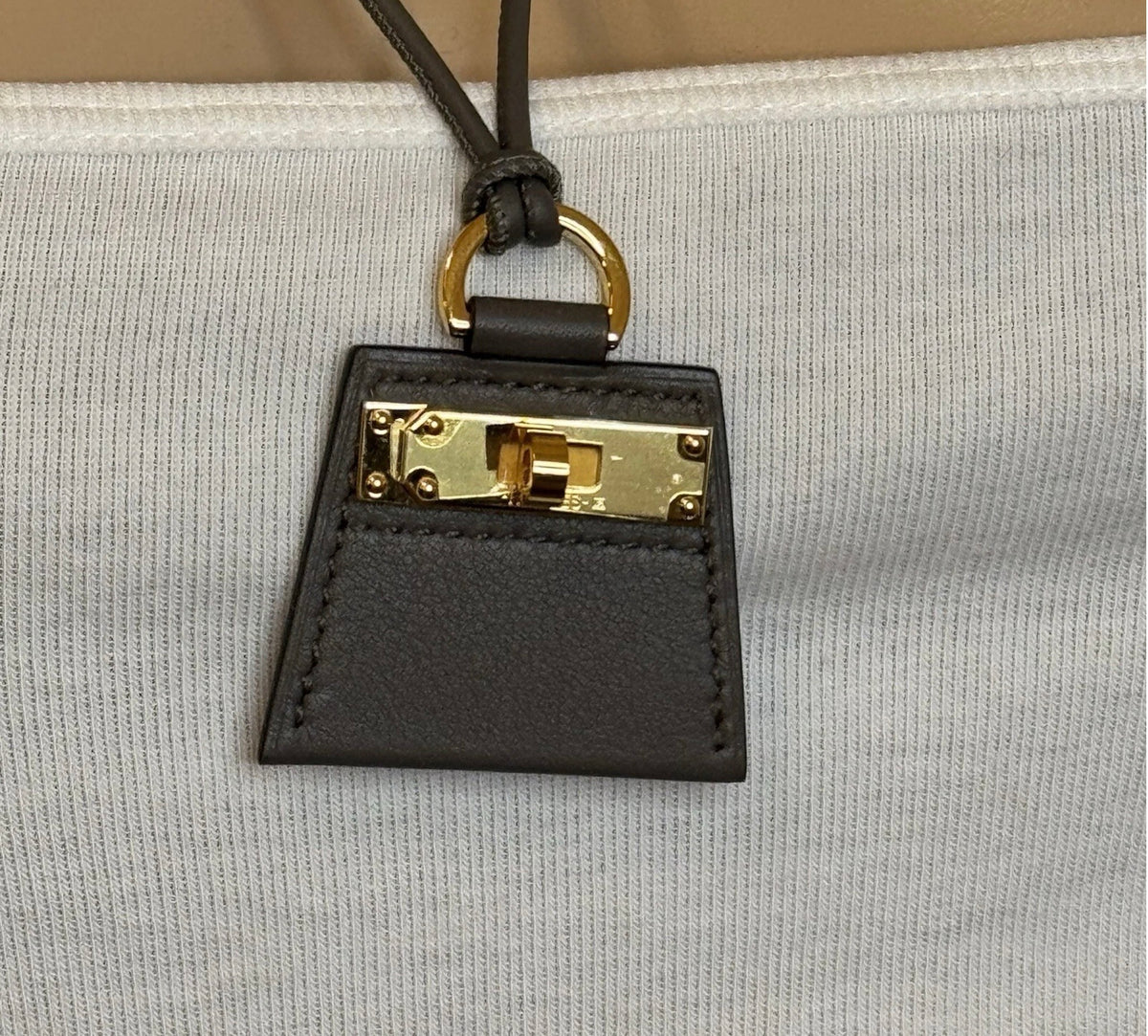 Hermes Mon Petit Kelly PM Black Swift Leather Pendant Necklace with Box