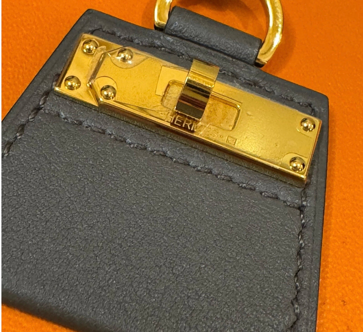 Hermes Mon Petit Kelly PM Black Swift Leather Pendant Necklace with Box