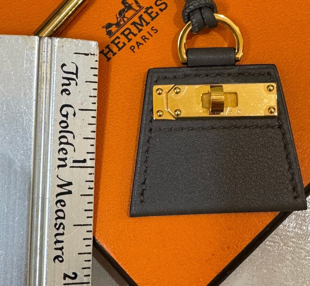 Hermes Mon Petit Kelly PM Black Swift Leather Pendant Necklace with Box